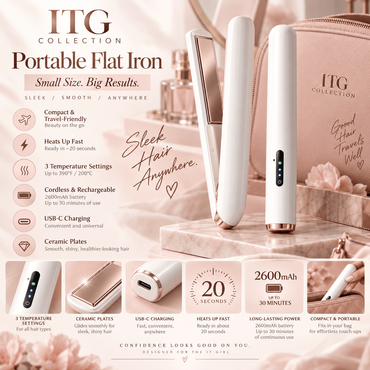 ITG Portable Ceramic Flat Iron