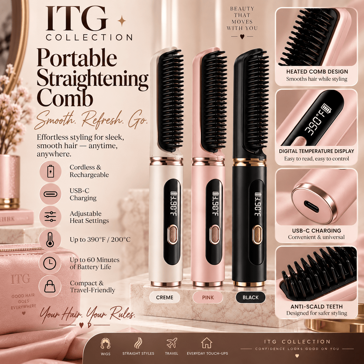 ITG Portable Heated Styling Comb